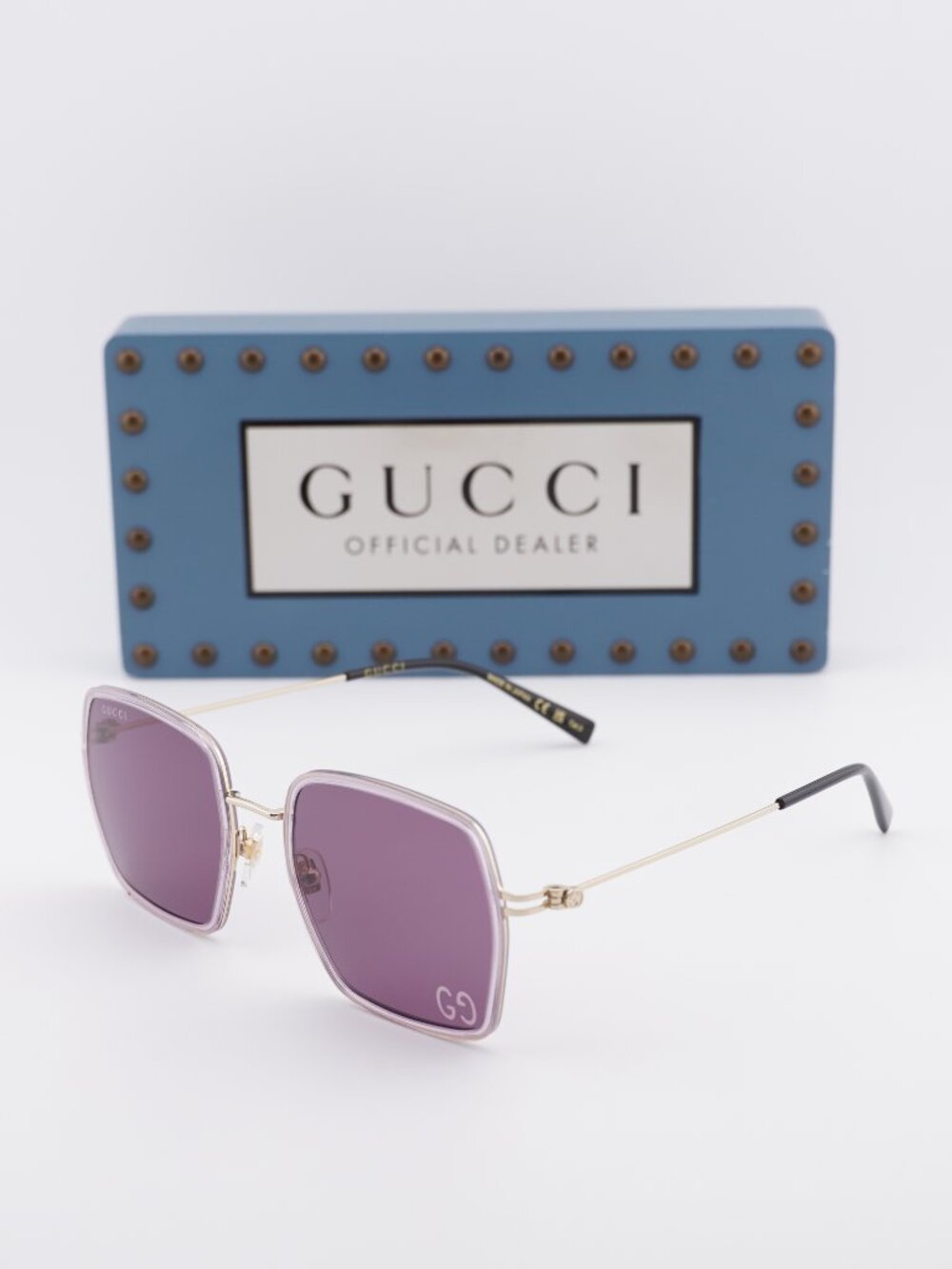 Gucci GG1848S 005 Square Sunglasses – Pink/Gold/Violet